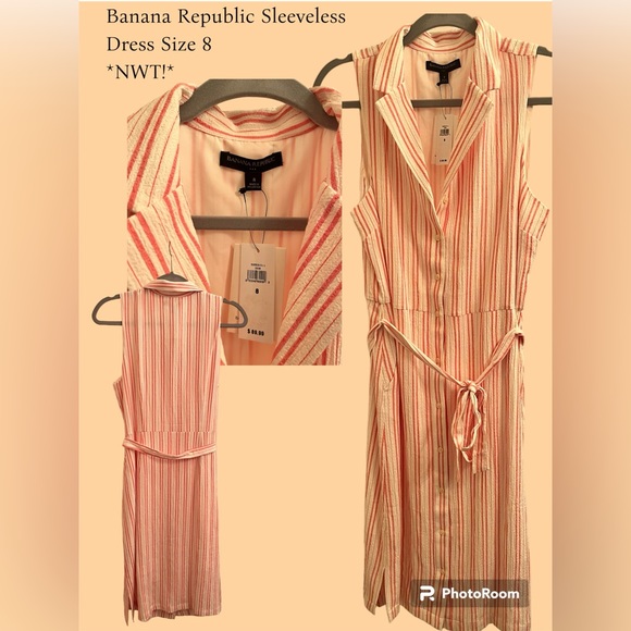 NWT! Banana Republic Sleeveless Striped Dress Size M - Picture 1 of 3